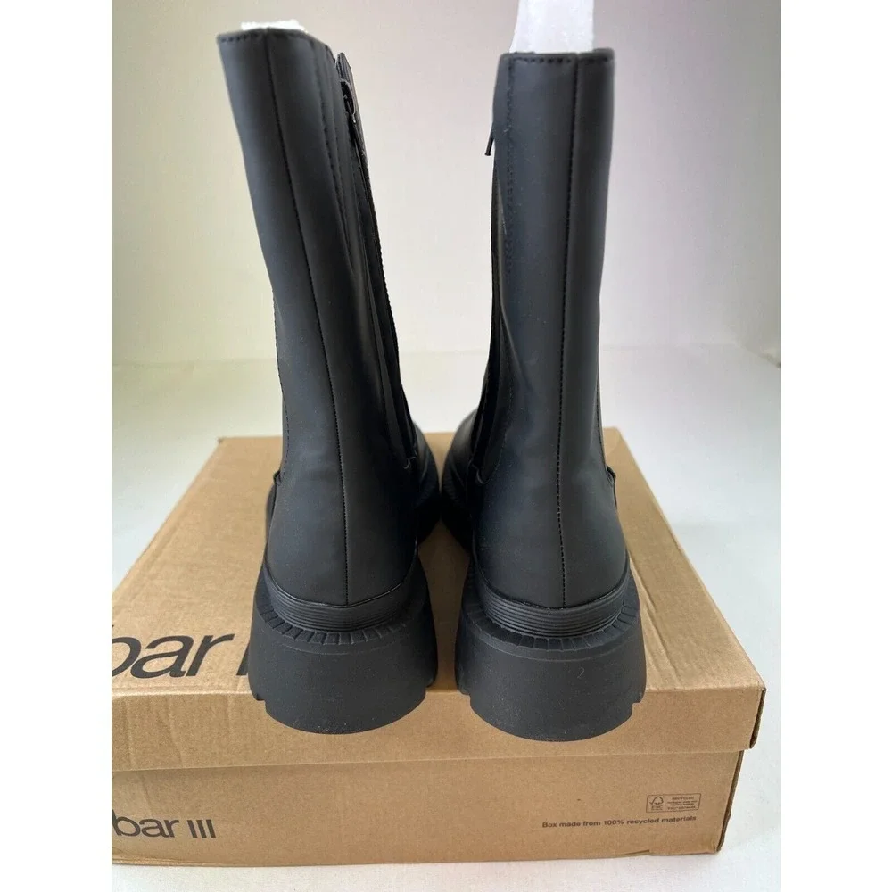 Bar III Womens Tikka Chelsea Boots Black Square Toe Water-Resistant Shoes Sz 10M